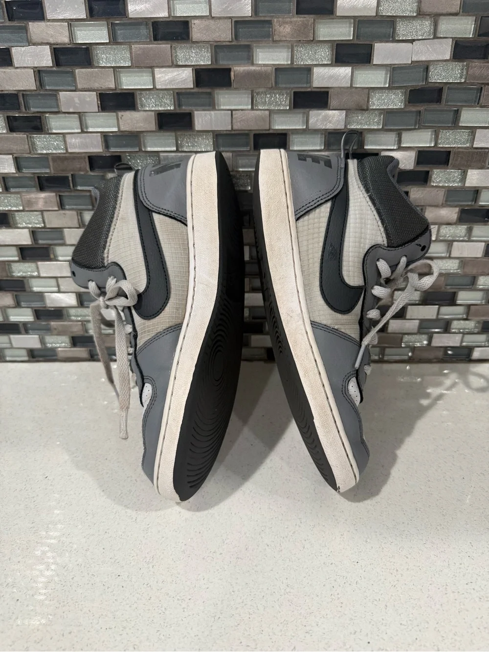 Nike Court Borough Mid Sneakers Gray/White Size 7Y Athletic Shoes